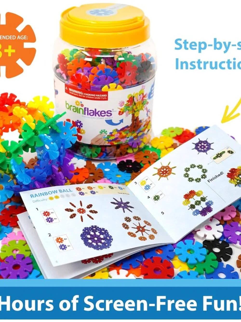 500 Piece Set, Ages 3+, Interlocking Plastic Disc Toy for Creative Building, Edu